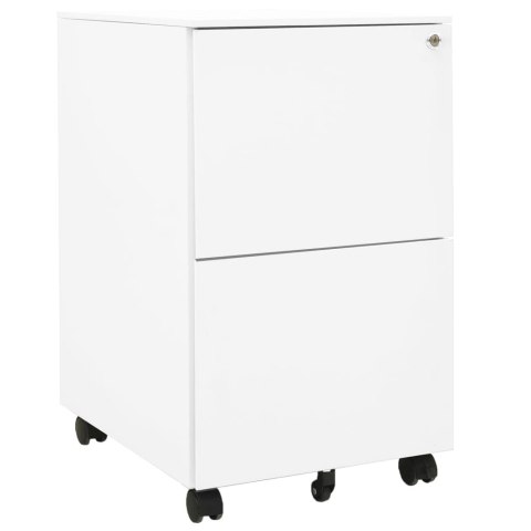 Mobilna szafka kartotekowa, biała, 39x45x67 cm, stalowa Mobilna szafka kartotekowa, biała, 39x45x67 cm, stalowa