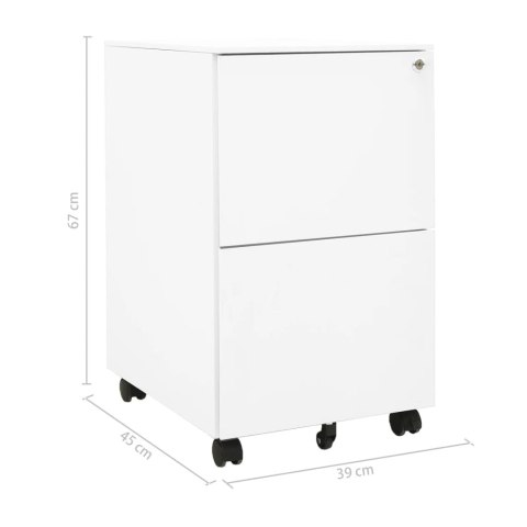 Mobilna szafka kartotekowa, biała, 39x45x67 cm, stalowa Mobilna szafka kartotekowa, biała, 39x45x67 cm, stalowa
