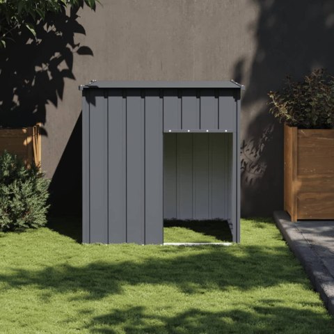 Buda dla psa, z dachem, antracytowa, 110x103x109 cm, stal Buda dla psa, z dachem, antracytowa, 110x103x109 cm, stal