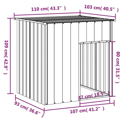 Buda dla psa, z dachem, antracytowa, 110x103x109 cm, stal Buda dla psa, z dachem, antracytowa, 110x103x109 cm, stal