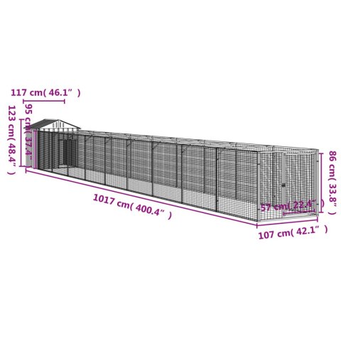 Buda dla psa, z dachem, jasnoszara, 117x1017x123 cm, stal Buda dla psa, z dachem, jasnoszara, 117x1017x123 cm, stal