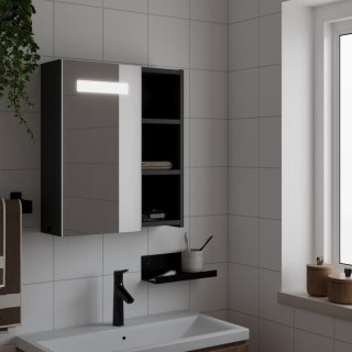  Szafka łazienkowa z lustrem i LED, czarna, 45x13x52 cm