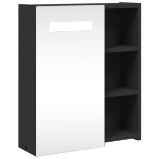  Szafka łazienkowa z lustrem i LED, czarna, 45x13x52 cm
