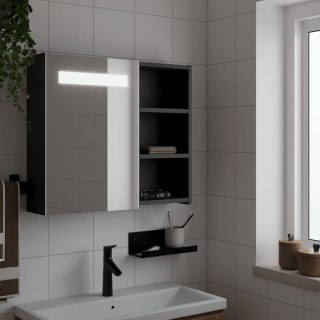  Szafka łazienkowa z lustrem i LED, czarna, 60x13x52 cm