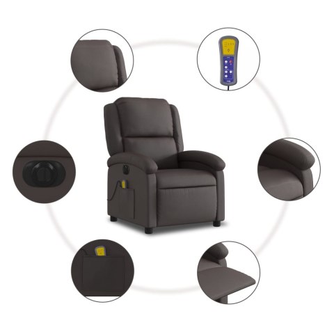 Elektryczny fotel rozkładany, ciemny brąz, skóra naturalna Elektryczny fotel rozkładany, ciemny brąz, skóra naturalna