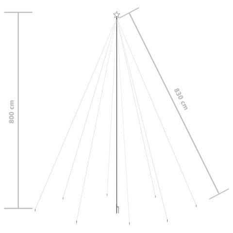  Choinka z lampek, 1300 zimnych białych diod LED, 8 m
