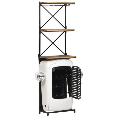 Szafka na wino - traktor, biała, 49x31x172 cm, drewno mango Szafka na wino - traktor, biała, 49x31x172 cm, drewno mango