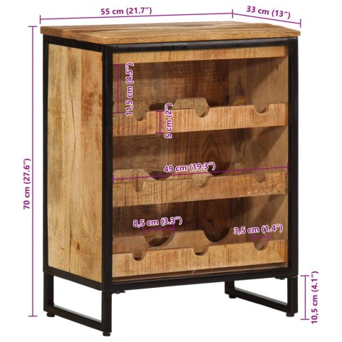 Stojak na 9 butelek wina, 55x33x70 cm, lite drewno mango Stojak na 9 butelek wina, 55x33x70 cm, lite drewno mango
