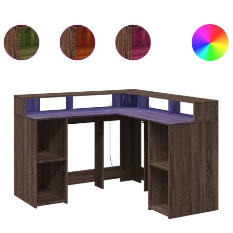 Biurko z podświetleniem LED, brązowy dąb, 130x130x91 cm Biurko z podświetleniem LED, brązowy dąb, 130x130x91 cm