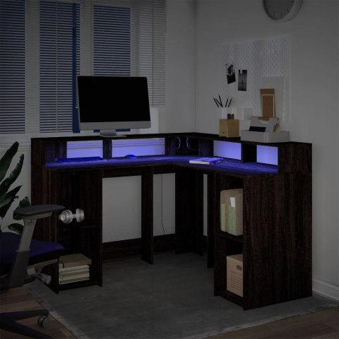 Biurko z podświetleniem LED, brązowy dąb, 130x130x91 cm Biurko z podświetleniem LED, brązowy dąb, 130x130x91 cm