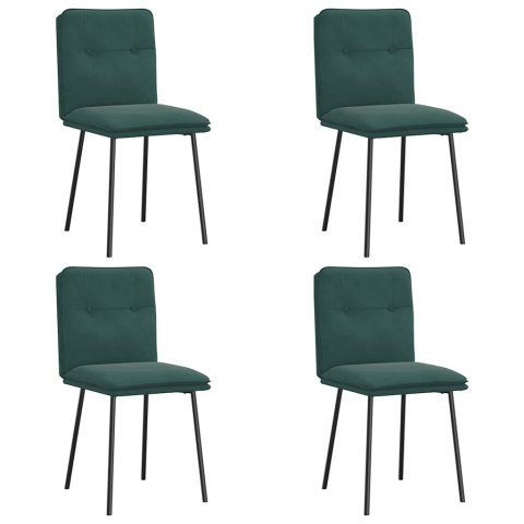 Krzesła stołowe, 4 szt., ciemnozielone, obite aksamitem Krzesła stołowe, 4 szt., ciemnozielone, obite aksamitem