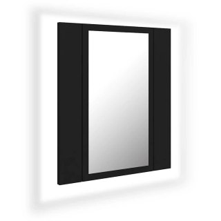  Szafka łazienkowa z lustrem i LED, czarna, 40x12x45 cm, akryl