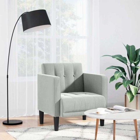 Sofa Fotel z Podłokietnikami Jasnoszary 53 cm Aksamit Sofa Fotel z Podłokietnikami Jasnoszary 53 cm Aksamit