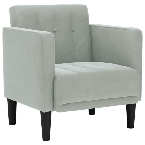 Sofa Fotel z Podłokietnikami Jasnoszary 53 cm Aksamit Sofa Fotel z Podłokietnikami Jasnoszary 53 cm Aksamit