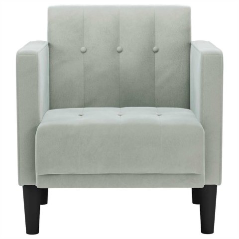 Sofa Fotel z Podłokietnikami Jasnoszary 53 cm Aksamit Sofa Fotel z Podłokietnikami Jasnoszary 53 cm Aksamit