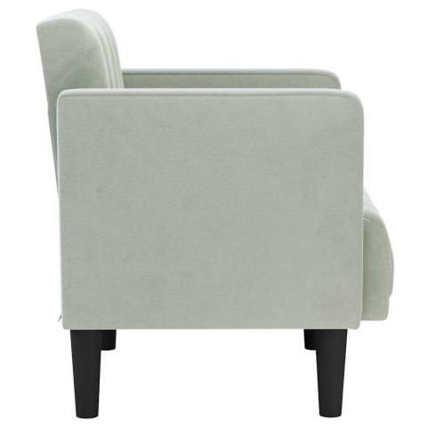 Sofa Fotel z Podłokietnikami Jasnoszary 53 cm Aksamit Sofa Fotel z Podłokietnikami Jasnoszary 53 cm Aksamit