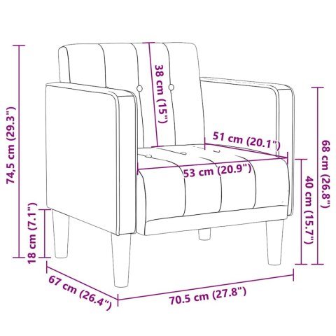 Sofa Fotel z Podłokietnikami Jasnoszary 53 cm Aksamit Sofa Fotel z Podłokietnikami Jasnoszary 53 cm Aksamit