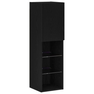  Czarny Dąb LED Szafka RTV 30,5x30x102 cm Z materiału drewnopochodnego