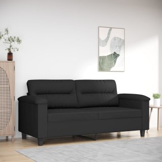  Sofa 2-osobowa, czarna, 140 cm, tapicerowana mikrofibrą