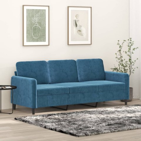  Sofa 3-osobowa, niebieski, 180 cm, tapicerowana aksamitem