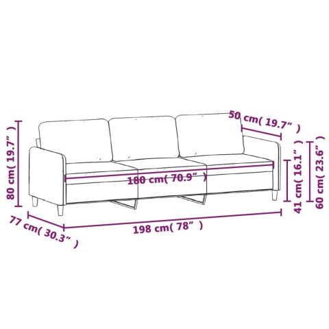  Sofa 3-osobowa, niebieski, 180 cm, tapicerowana aksamitem