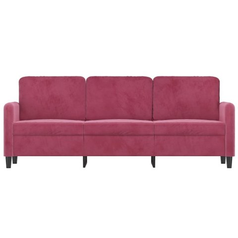  Sofa 3-osobowa, winna czerwień, 180 cm, obita aksamitem