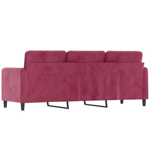  Sofa 3-osobowa, winna czerwień, 180 cm, obita aksamitem