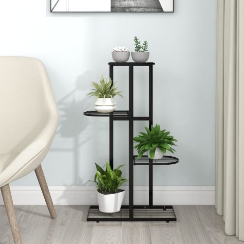 4-poziomowy stojak na kwiaty, 43x22x76 cm, czarny, metalowy 4-poziomowy stojak na kwiaty, 43x22x76 cm, czarny, metalowy