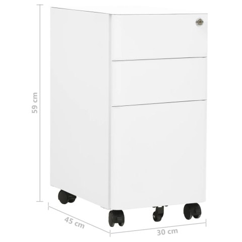 Mobilna szafka kartotekowa, biała, 30x45x59 cm, stalowa Mobilna szafka kartotekowa, biała, 30x45x59 cm, stalowa
