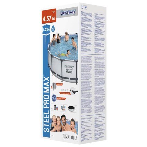 Bestway Basen ogrodowy Steel Pro MAX z zestawem, okrągły, 457x122 cm Bestway Basen ogrodowy Steel Pro MAX z zestawem, okrągły, 457x122 cm