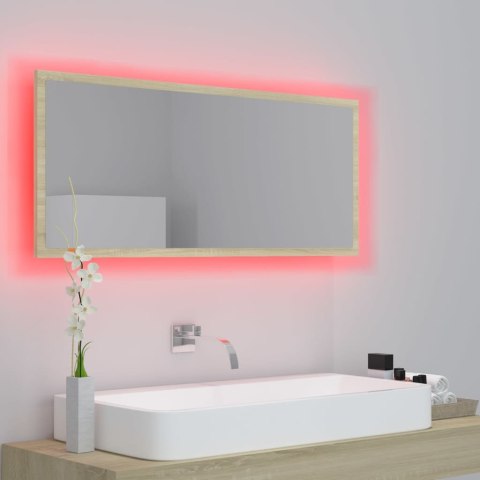 Lustro łazienkowe LED, kolor dąb sonoma, 100x8,5x37 cm, akryl Lustro łazienkowe LED, kolor dąb sonoma, 100x8,5x37 cm, akryl