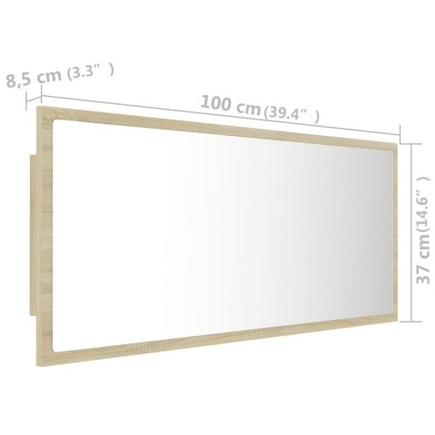 Lustro łazienkowe LED, kolor dąb sonoma, 100x8,5x37 cm, akryl Lustro łazienkowe LED, kolor dąb sonoma, 100x8,5x37 cm, akryl