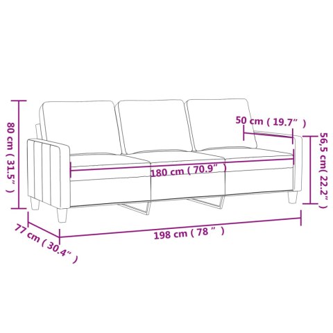  Sofa 3-osobowa, żółty, 180 cm, tapicerowana aksamitem