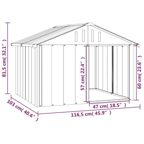 Buda dla psa, antracytowa, 116,5x103x81,5 cm, stal Buda dla psa, antracytowa, 116,5x103x81,5 cm, stal