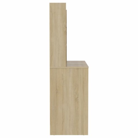 Stolik do makijażu z LED, 100x40x135 cm, MDF, kolor dębowy Stolik do makijażu z LED, 100x40x135 cm, MDF, kolor dębowy