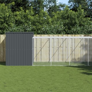  Buda dla psa, z wybiegiem, antracytowa, 214x1069x181 cm, stal
