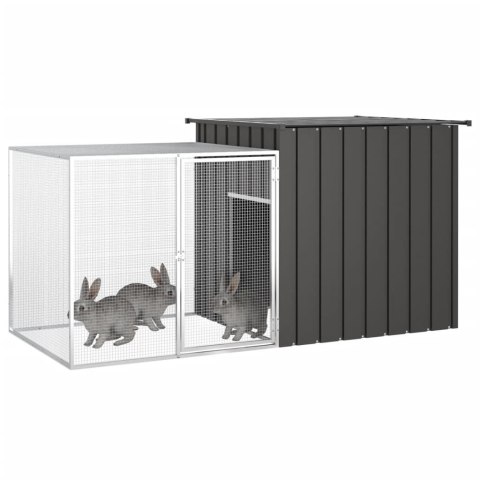 Klatka dla królików, antracyt, 200x91x100cm, galwanizowana stal Klatka dla królików, antracyt, 200x91x100cm, galwanizowana stal