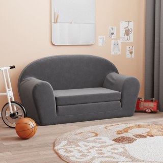  2-os. sofa dla dzieci, rozkładana, antracytowa, miękki plusz