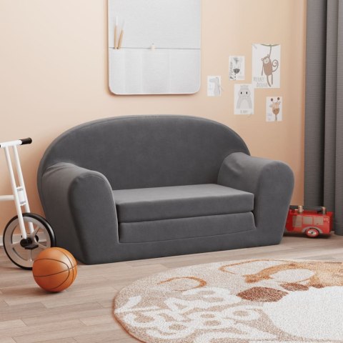 2-os. sofa dla dzieci, rozkładana, antracytowa, miękki plusz 2-os. sofa dla dzieci, rozkładana, antracytowa, miękki plusz