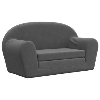  2-os. sofa dla dzieci, rozkładana, antracytowa, miękki plusz