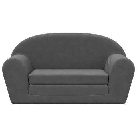 2-os. sofa dla dzieci, rozkładana, antracytowa, miękki plusz 2-os. sofa dla dzieci, rozkładana, antracytowa, miękki plusz
