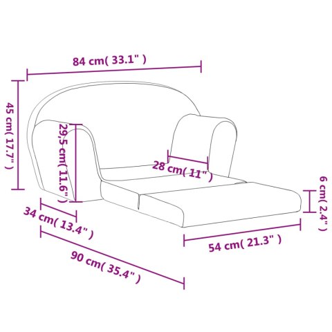 2-os. sofa dla dzieci, rozkładana, antracytowa, miękki plusz 2-os. sofa dla dzieci, rozkładana, antracytowa, miękki plusz