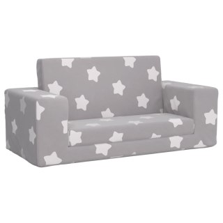  2-os. sofa dla dzieci, rozkładana, szara w gwiazdki, plusz