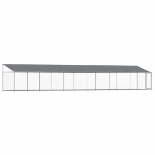  Klatka dla psa, z dachem i drzwiami, szara, 12x2x2 m, stal