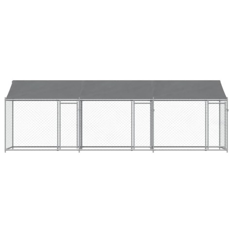Klatka dla psa, z dachem i drzwiami, szara, 6x2x2 m, stal Klatka dla psa, z dachem i drzwiami, szara, 6x2x2 m, stal