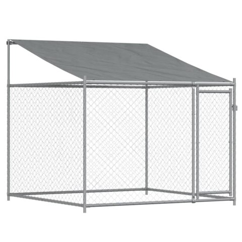 Klatka dla psa, z dachem i drzwiami, szara, 6x2x2 m, stal Klatka dla psa, z dachem i drzwiami, szara, 6x2x2 m, stal