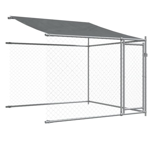 Klatka dla psa, z dachem i drzwiami, szara, 6x2x2 m, stal Klatka dla psa, z dachem i drzwiami, szara, 6x2x2 m, stal