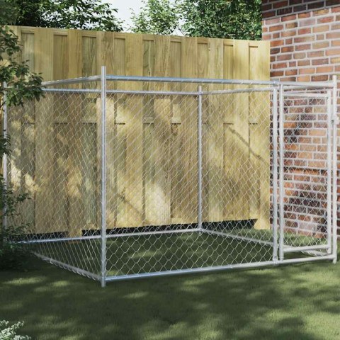 Klatka dla psa, z drzwiami, szara, 2x2x1,5 m, stal Klatka dla psa, z drzwiami, szara, 2x2x1,5 m, stal