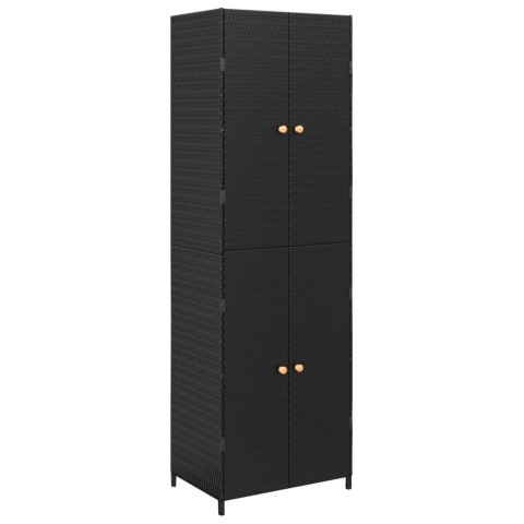 Szafka ogrodowa, czarna, 59x40x180 cm, rattan PE Szafka ogrodowa, czarna, 59x40x180 cm, rattan PE
