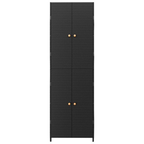 Szafka ogrodowa, czarna, 59x40x180 cm, rattan PE Szafka ogrodowa, czarna, 59x40x180 cm, rattan PE